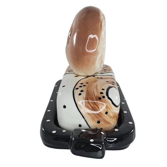 Bagel Shaped Butter Dish Studio Pottery Signed - Picture 5 of 8